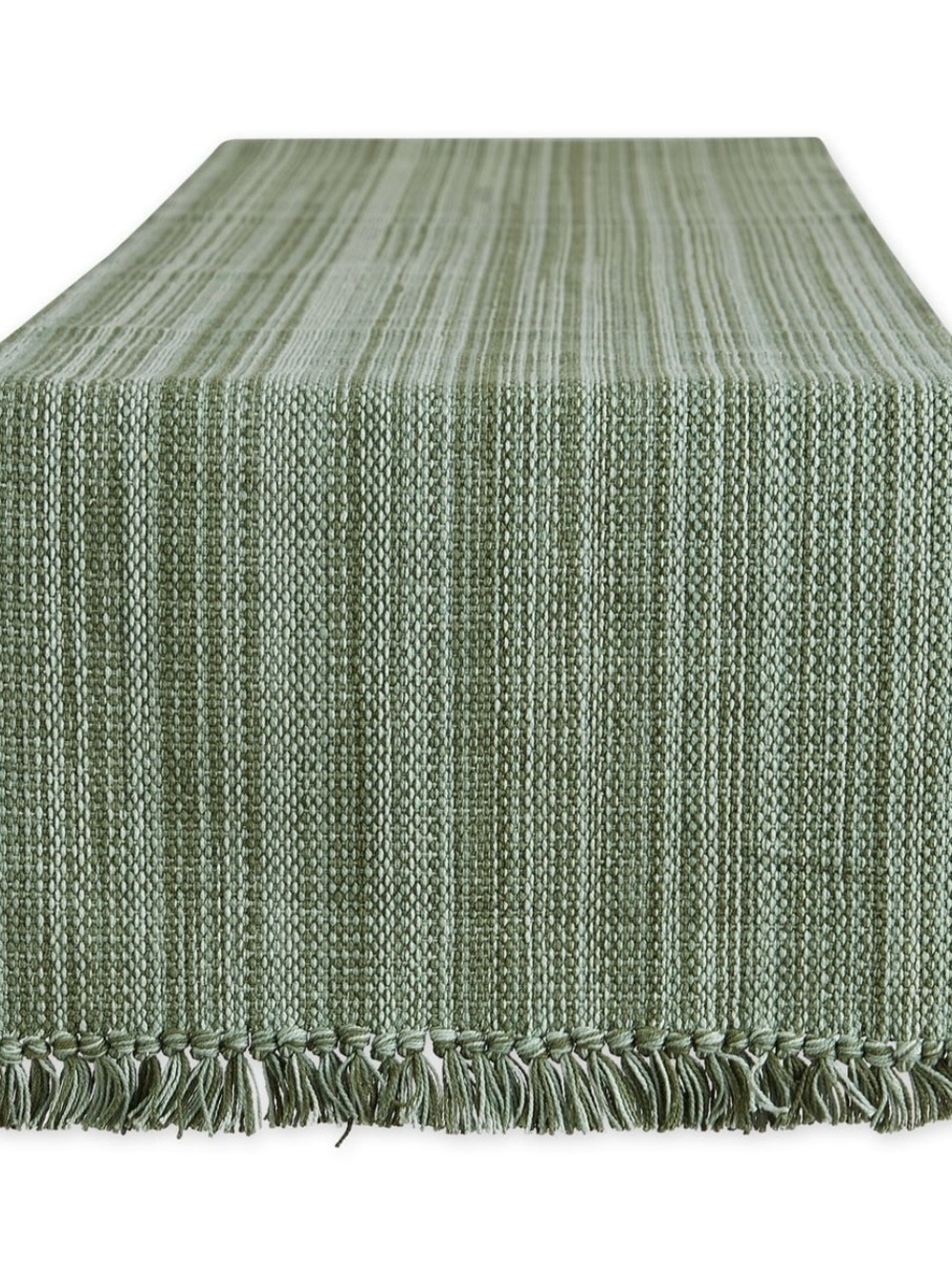 Green Woven Fringe Table Runner
